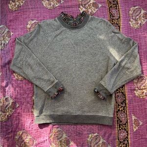 J. Crew Gray Sweatshirt with Colorful Ruffled Collar